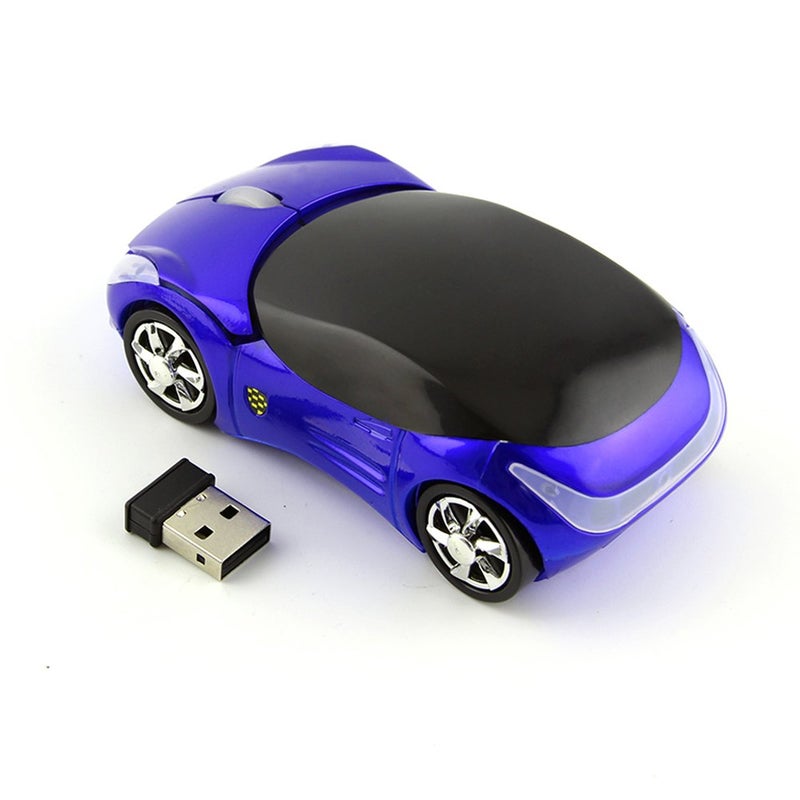 Usbkingdom 2.4GHz Wireless Mouse Cool 3D Sport Car Shape Ergonomic Optical Mice with USB Receiver for PC Laptop Computer Women Small Hands (Blue) - Image 3